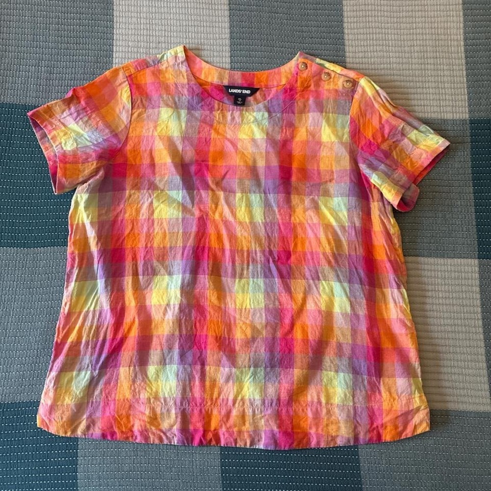 Vintage-Inspired Lands' End Plaid Top